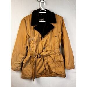 Andhurst Coat Men's 42 Tan Faux Fur Lined Belted Winter Work Classic Vintage